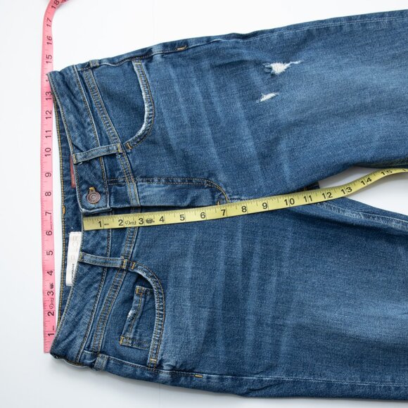 Anthropologie Pilcro Jeans Distressed V-Stitch Yoke Denim Blue Size 28 - Picture 7 of 8
